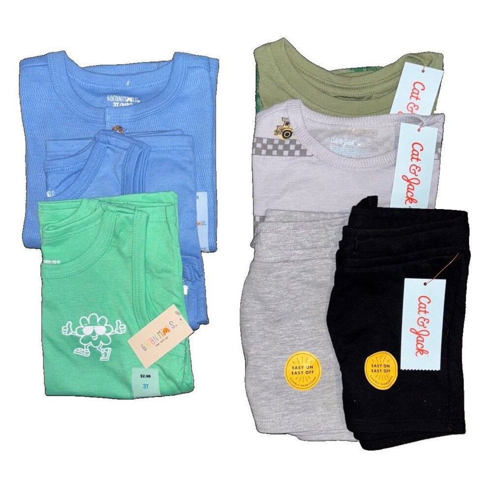 Cat & Jack Garanimals Boy’s 3T Summer Clothing Lot 7pcs NWT Tanks Tees Shorts